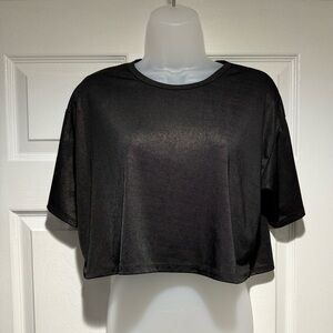 Forever 21 Black Shimmery Crop Top (Size M)